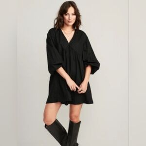 Old Navy - Puff-Sleeve Clip-Dot Mini Swing V Neck Dress - NWT